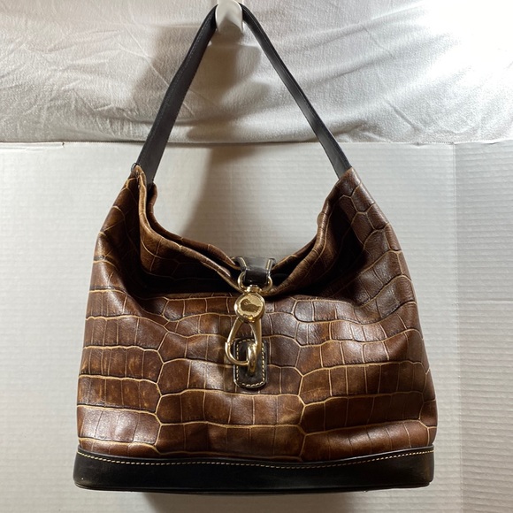 Dooney & Bourke Handbags - Dooney & Bourke vintage brown leather reptile print